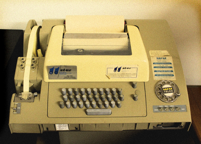 A typical telex machine in the 1970s